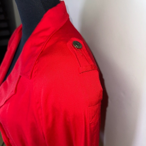 VINTAGE Red Women's Jacket with Cinched Waist and Buttons - Picture 6 of 14